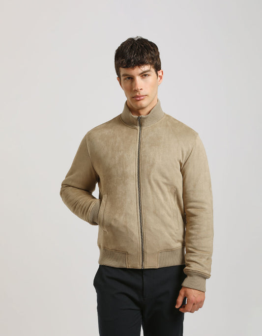 Giacca lupetto effetto camoscio