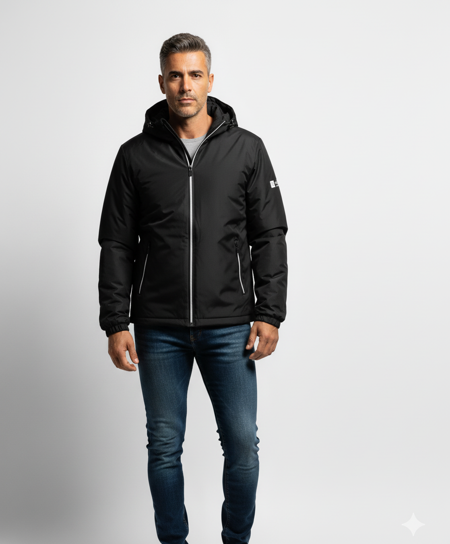 Giacca Calda Con Cappuccio E Fodera In Pile