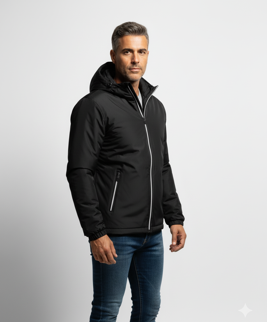 Giacca Calda Con Cappuccio E Fodera In Pile