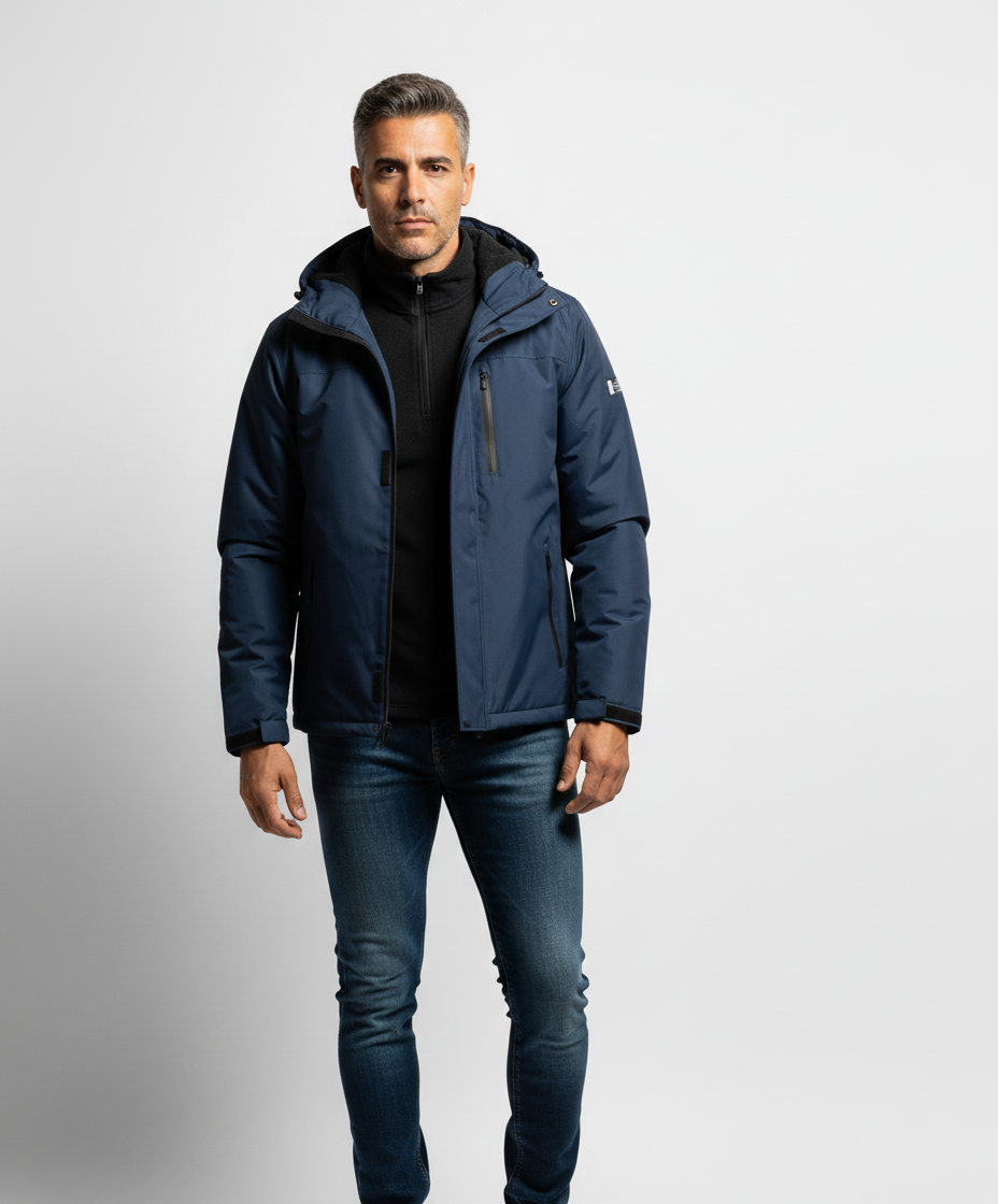 Giacca Calda Con Cappuccio E Fodera In Pile