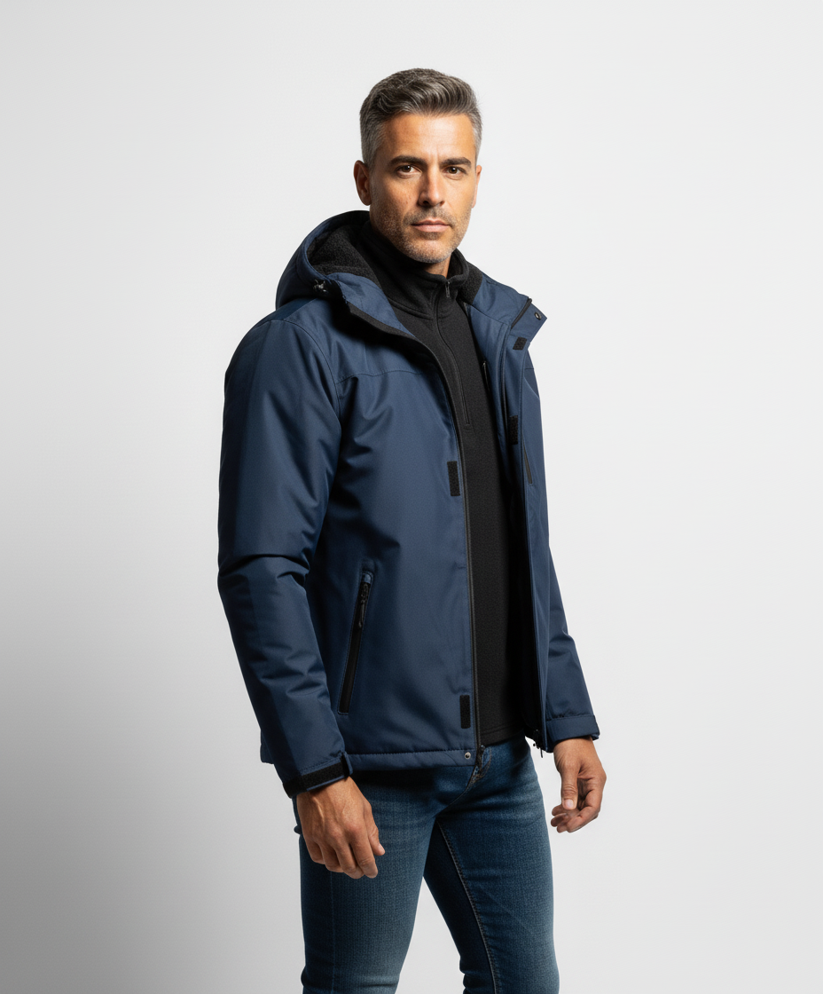 Giacca Calda Con Cappuccio E Fodera In Pile